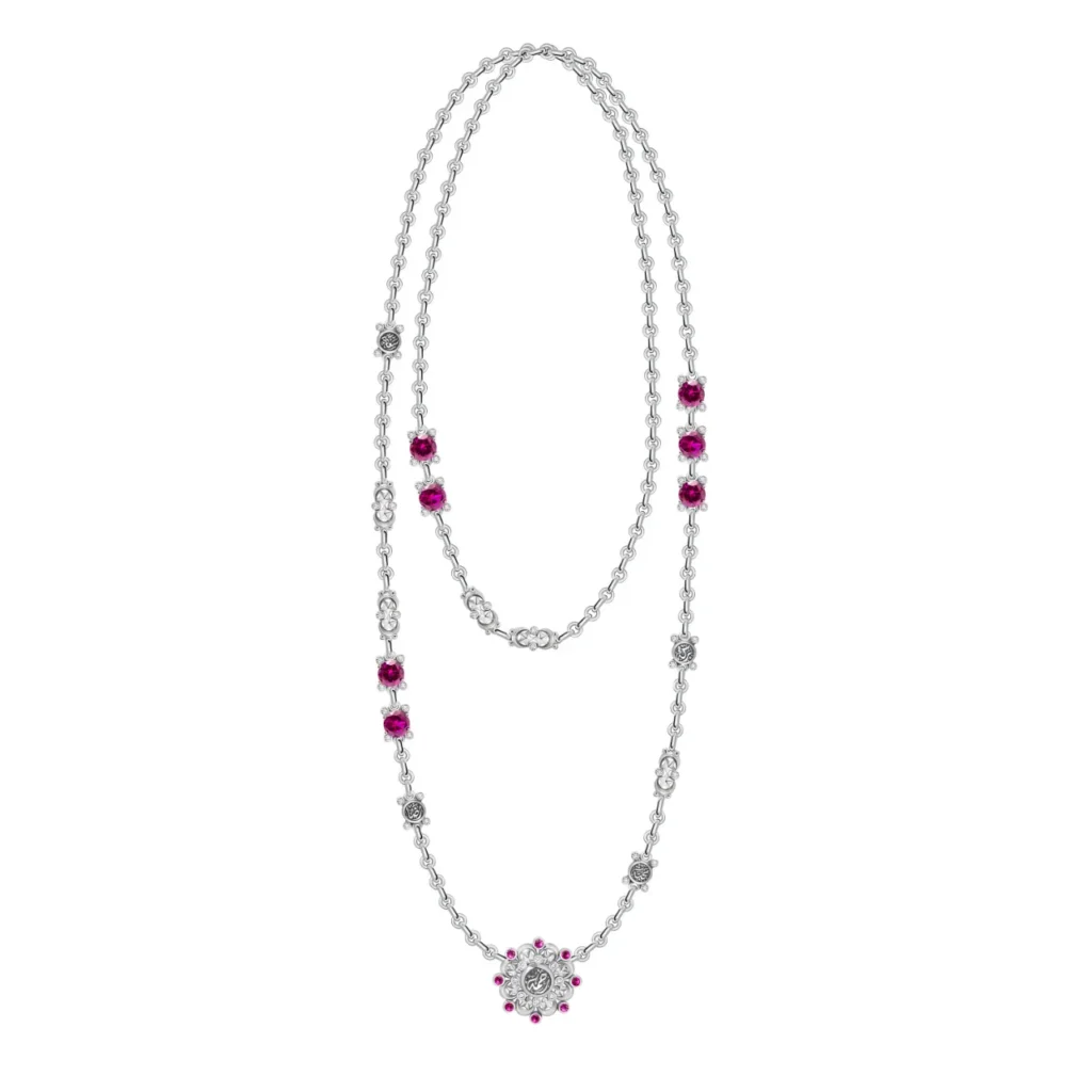 Baheya Silver Long Necklace